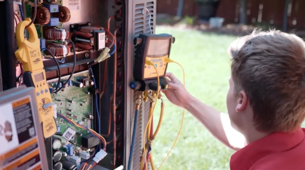 tech testing hvac unit